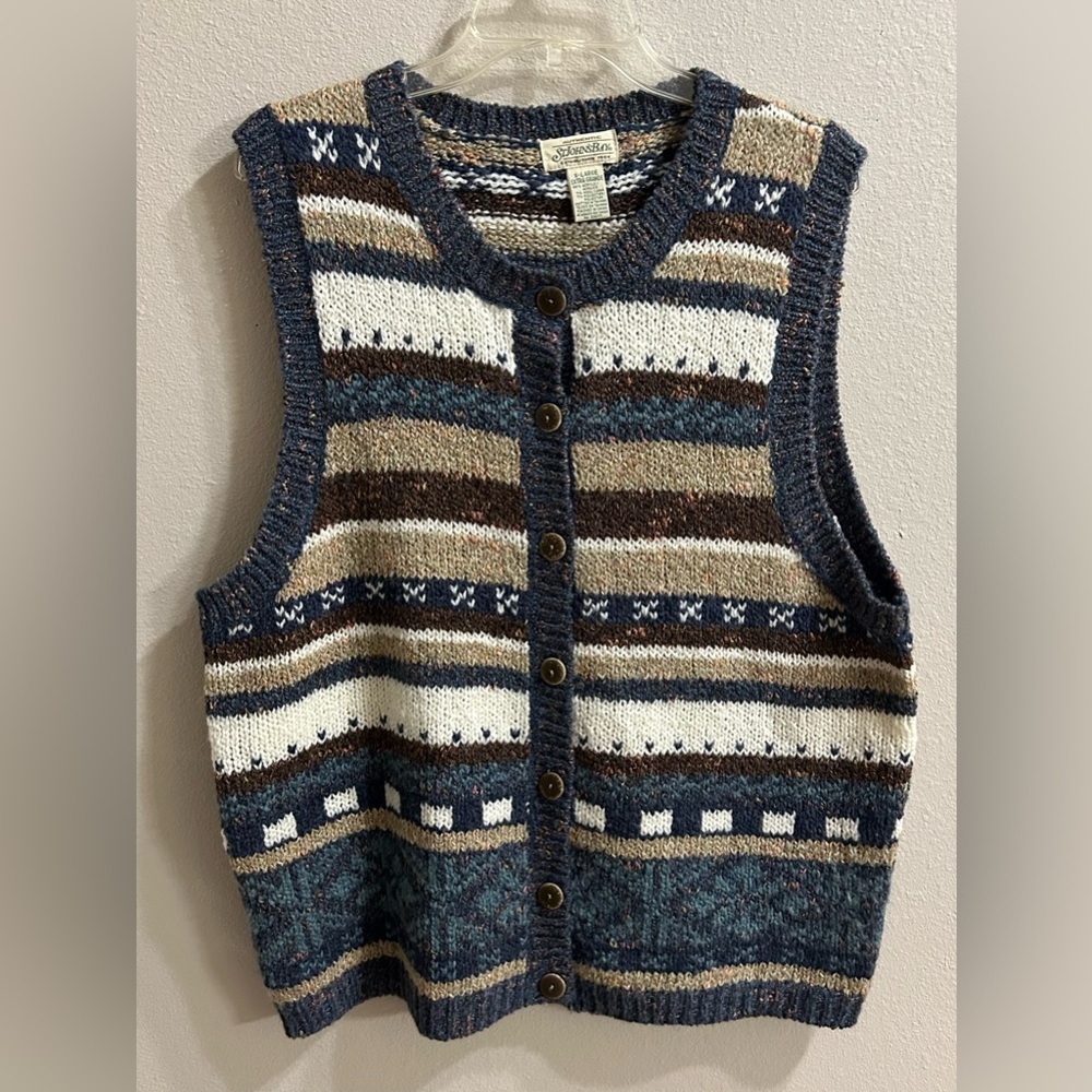 Vintage St. Johns Bay Sweater Vest Size XL Nordic Country Cabin Lodge Heritage